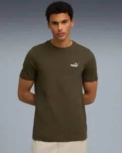 PUMA - T-SHIRT VERDE OLIVA ESSENTIAL 2 COLOR SMALL LOGO DA UOMO, 684717-70