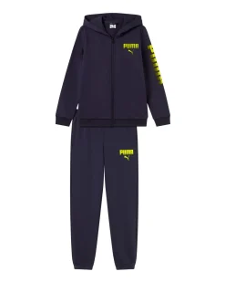 PUMA – TUTA COMPLETA ESSENTIALS GRAPICH FULL ZIP CON CAPPUCCIO JUNIOR BLU – 694954-16