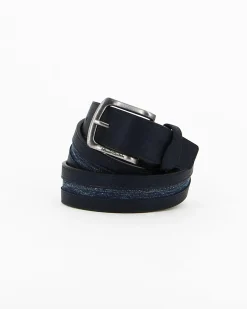 RENATO BALESTRA - Cinta blu con fodera in VERA PELLE e riporto di jeans centrale