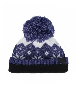 REUSCH - Berretto blu e bianco da donna con pon pon e fodera in pile - JANE