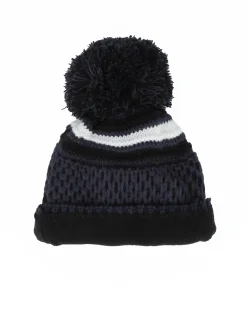 REUSCH - Berretto nero, blu e bianco con fodera interna in pile e pon e pon nero e blu - ELLIE