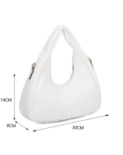 RIFLE - Borsa a mano bianca intrecciata con tracolla removibile
