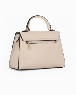 RIFLE - Borsa a mano taupe con patta e tasca posteriore, tracolla removibile