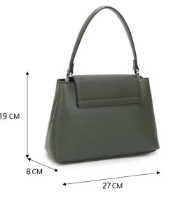 RIFLE - Borsa a mano verde con patta e tre scomparti interni, tracolla removibile
