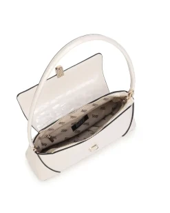 RIFLE - Borsa a spalla beige lucida con patta e chiusura a incastro