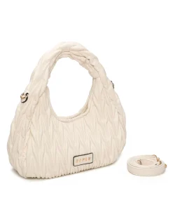 RIFLE - Borsa a spalla beige trapuntata con tracolla removibile