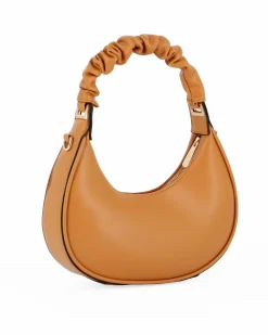 RIFLE - Borsa a spalla camel con manico arricciato e parte frontale scamosciata , tracolla removibile