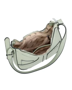 RIFLE - Borsa a spalla verde salvia con tasca posteriore e finte tasche frontali
