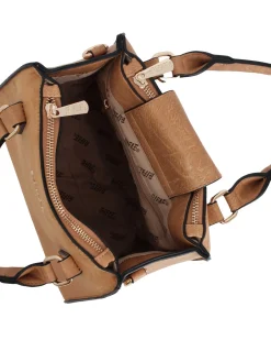 RIFLE - Borsa due manici senape scamosciata con tre scomparti principali, tracolla removibile