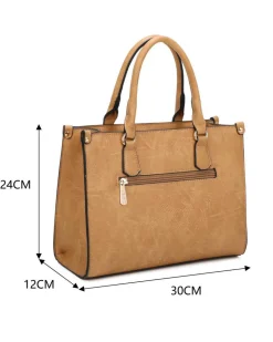 RIFLE - Borsa due manici senape con parte frontale scamosciata, tracolla removibile