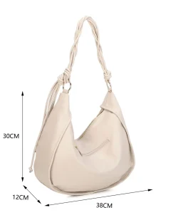 RIFLE - Borsa sacca nude con parte frontale scamosciata e manico intrecciato , tracolla removibile