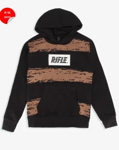 RIFLE - FELPA NERA CON CAPPUCCIO PER RAGAZZI 8-16 ANNI