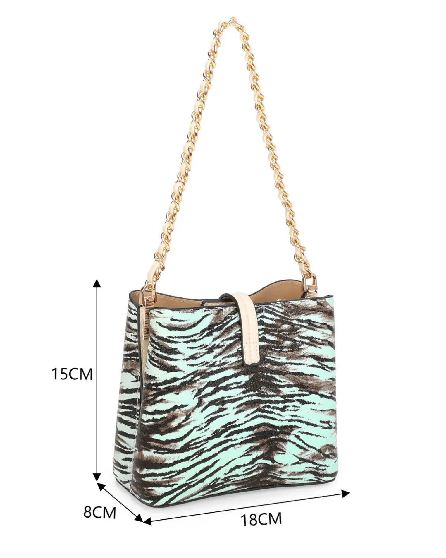 RIFLE - Minibag animalier celeste con tre scomparti principali e pattina con chiusura a girello, tracolla removibile