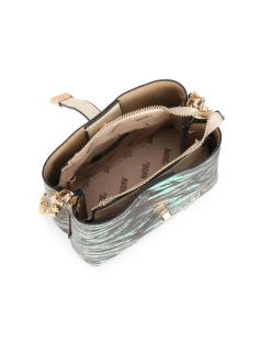 RIFLE - Minibag animalier celeste con tre scomparti principali e pattina con chiusura a girello, tracolla removibile