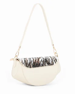 RIFLE - Minibag beige con patta animalier e tracolla removibile