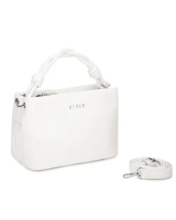 RIFLE - Minibag bianca con manico intrecciato, tracolla removibile