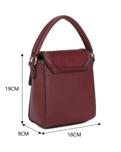 RIFLE - Minibag bordeaux con un manico e patta scamosciata, tracolla removibile