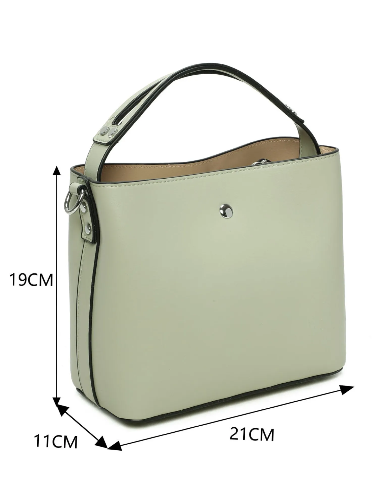 RIFLE - Minibag verde salvia con tre scomparti principali e dettaglio catenina, tracolla removibile