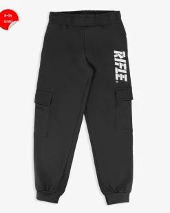 RIFLE - PANTALONE TUTA NERO CON TASCONI 8-16 ANNI