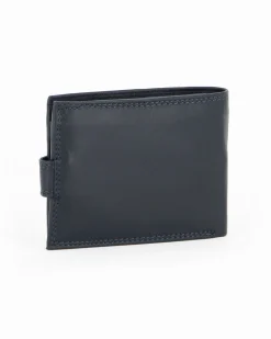 RIFLE - Portafoglio blu in VERA PELLE con pattina e ribaltina