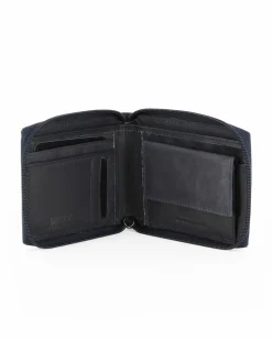 RIFLE - Portafoglio blu in VERA PELLE con chiusura a zip