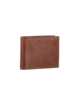 RIFLE - Portafoglio uomo testa moro con logo frontale e ribaltina in VERA PELLE