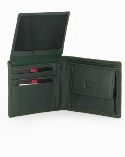 RIFLE - Portafoglio verde da uomo in VERA PELLE con ribaltina interna