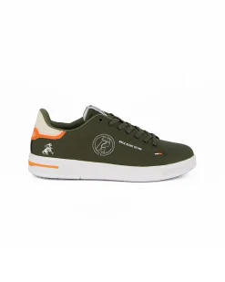 RIFLE - Sneaker verde in tela con patch beige