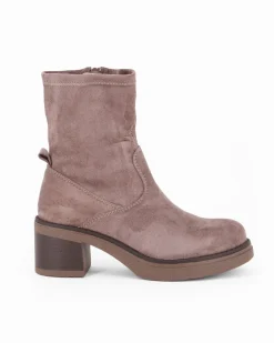 RIFLE - Stivaletto beige scamosciato con zip laterale, tacco 6CM