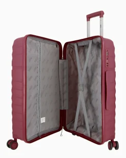 RIFLE - TROLLEY BORDEAUX IN ABS 4 RUOTE CON COMBINAZIONE TSA