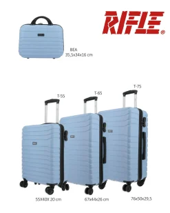 RIFLE - TROLLEY CELESTE IN ABS 4 RUOTE