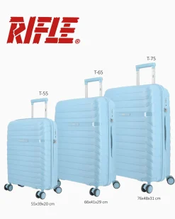 RIFLE - TROLLEY CELESTE IN ABS 4 RUOTE CON COMBINAZIONE TSA