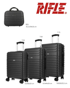 RIFLE - TROLLEY NERO IN ABS 4 RUOTE