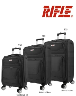 RIFLE - TROLLEY NERO IN TESSUTO CON DOPPIA TASCA FRONTALE E 4 RUOTE