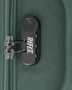 RIFLE - TROLLEY VERDE IN TESSUTO CON DOPPIA TASCA FRONTALE E 4 RUOTE