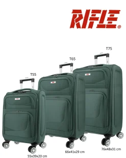 RIFLE - TROLLEY VERDE IN TESSUTO CON DOPPIA TASCA FRONTALE E 4 RUOTE