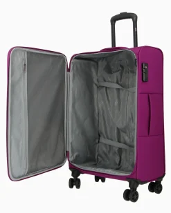 RIFLE - TROLLEY VIOLA IN TESSUTO CON DOPPIA TASCA FRONTALE, COMBINAZIONE TSA E 4 RUOTE
