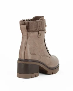 RIFLE - Tronchetto beige con lacci e zip laterale, tacco 6CM