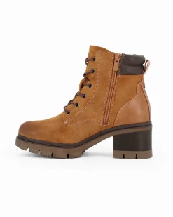 RIFLE - Tronchetto camel con lacci e zip laterale, tacco 6CM