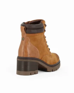 RIFLE - Tronchetto camel con lacci e zip laterale, tacco 6CM