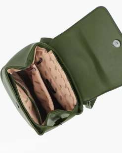 RIFLE - Zaino verde con tre scomparti principali e lettere logo scorrevoli sulla patta