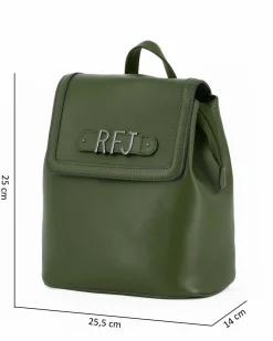 RIFLE - Zaino verde con tre scomparti principali e lettere logo scorrevoli sulla patta