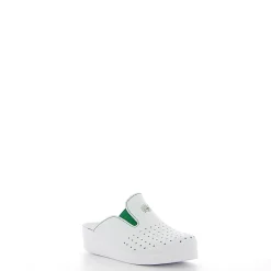 SANITAL LIGHT - Ciabatta sanitaria da donna bianca in VERA PELLE con inserti elasticizzati, MADE IN ITALY