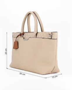 SERGIO TACCHINI - Borsa a mano beige con tasca frontale, tracolla removibile