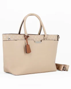 SERGIO TACCHINI - Borsa a mano beige con tasca frontale, tracolla removibile