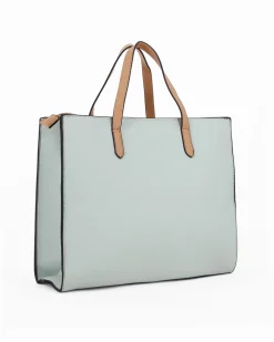 SERGIO TACCHINI - Borsa azzurra a mano con tracolla removibile e borchie frontali
