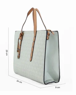SERGIO TACCHINI - Borsa azzurra a mano con tracolla removibile e borchie frontali