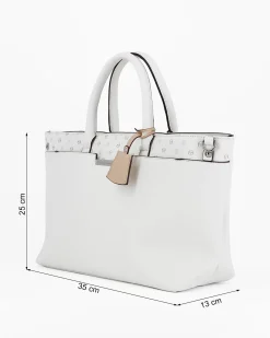 SERGIO TACCHINI - Borsa bianca a mano con tracolla removibile e tasca frontale