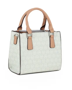 SERGIO TACCHINI - Borsa due manici azzurra loggata con ciondolo e tracolla removibili