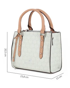 SERGIO TACCHINI - Borsa due manici azzurra loggata con ciondolo e tracolla removibili